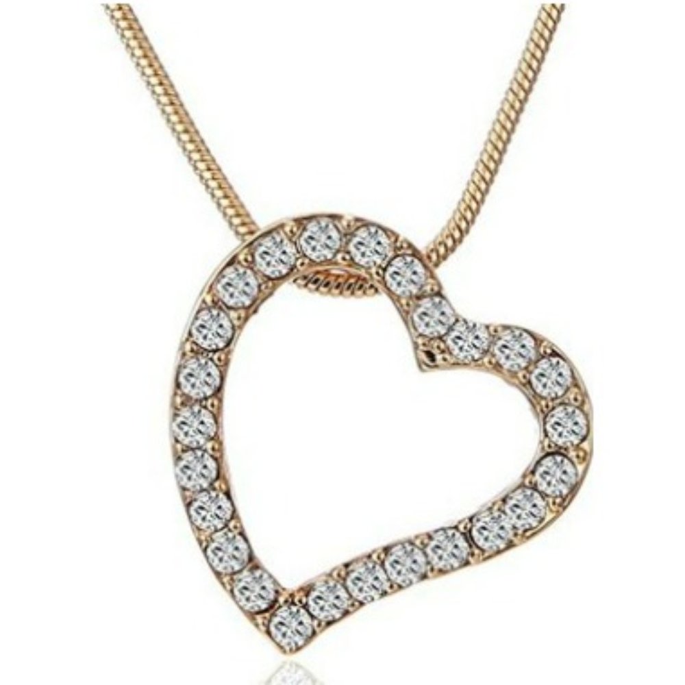 Open Heart Necklace W/ Swarovski Elements Crystals